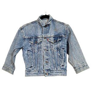 Vintage 90s Levis Stonewash Denim Trucker Jacket XXS Petite Made in USA Custom S